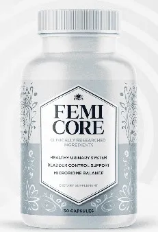 FemiCore dietary supplement bottle labeled 30 capsules